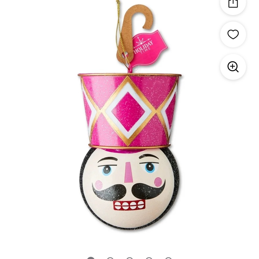 SOLD 🎉1 Holiday Time Pink and White Nutcracker Ornament
